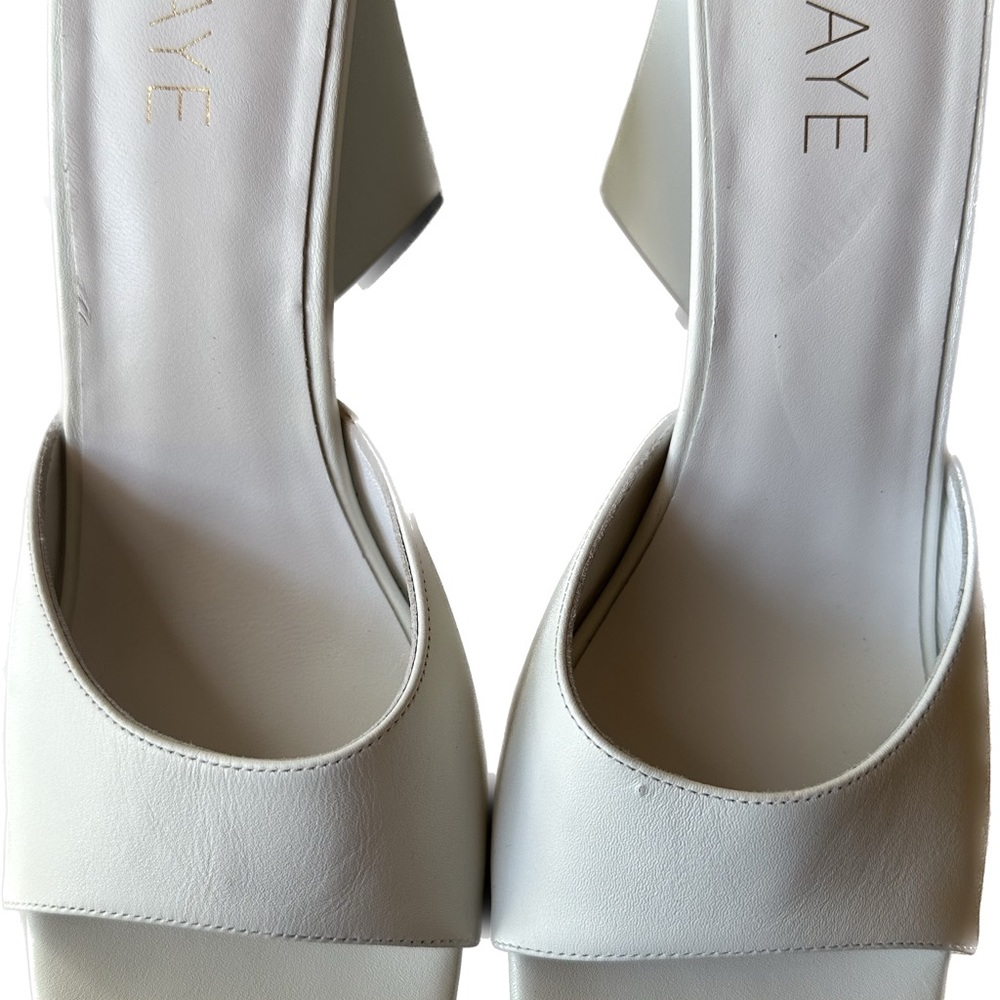 RAYE white pyramid sandle mule heels